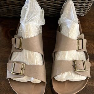 Skechers Tan Sandals Comfortable Slip-On Design